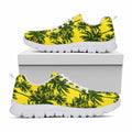 Yellow Palm Tree Pattern Print White Running Shoes