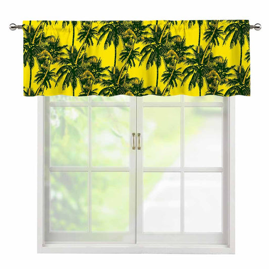 Yellow Palm Tree Pattern Print Window Valance