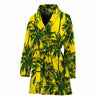 Yellow Palm Tree Pattern Print Women's Bathrobe