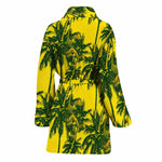 Yellow Palm Tree Pattern Print Women's Bathrobe