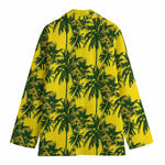 Yellow Palm Tree Pattern Print Women's Cotton Blazer