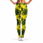Yellow Palm Tree Pattern Print Women's Leggings