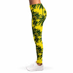 Yellow Palm Tree Pattern Print Women's Leggings