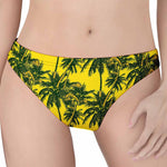 Yellow Palm Tree Pattern Print Women's Thong