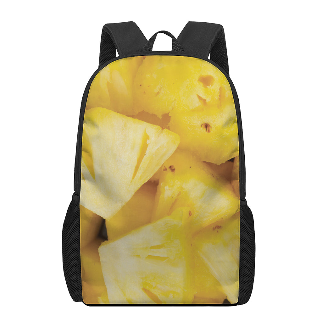 Yellow Pineapple Pieces Print 17 Inch Backpack