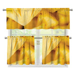 Yellow Pineapple Pieces Print 3 Piece Kitchen Curtains
