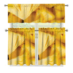 Yellow Pineapple Pieces Print 3 Piece Kitchen Curtains