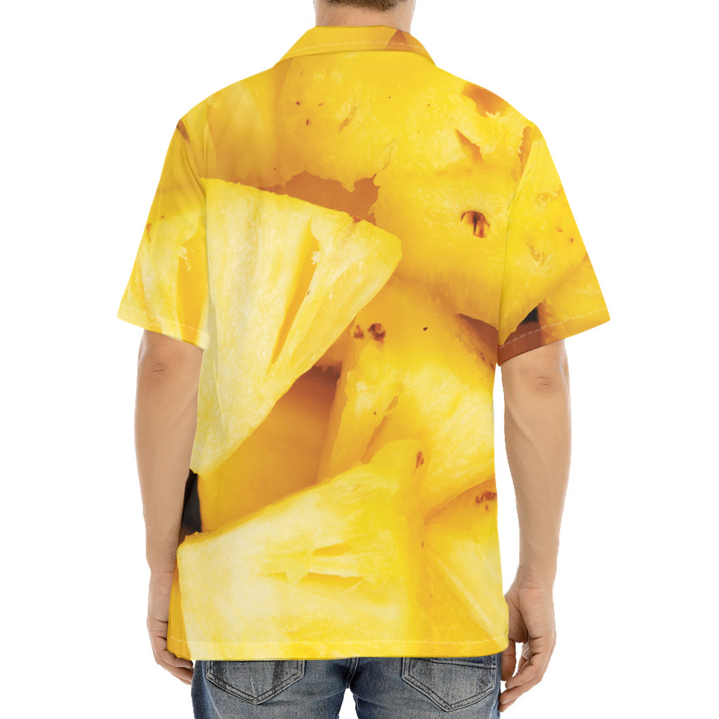 Yellow Pineapple Pieces Print Aloha Shirt