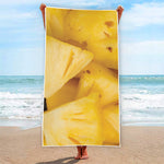 Yellow Pineapple Pieces Print Beach Towel