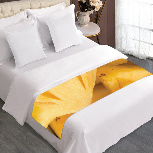 Yellow Pineapple Pieces Print Bed Runner