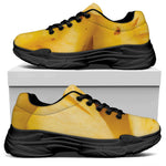 Yellow Pineapple Pieces Print Black Chunky Shoes