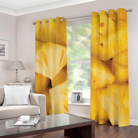Yellow Pineapple Pieces Print Blackout Grommet Curtains