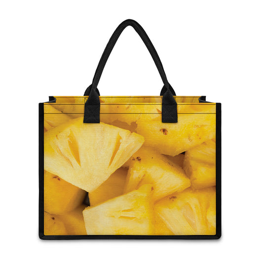 Yellow Pineapple Pieces Print Canvas Tote Bag