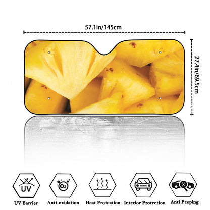 Yellow Pineapple Pieces Print Car Windshield Sun Shade