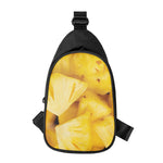 Yellow Pineapple Pieces Print Chest Bag
