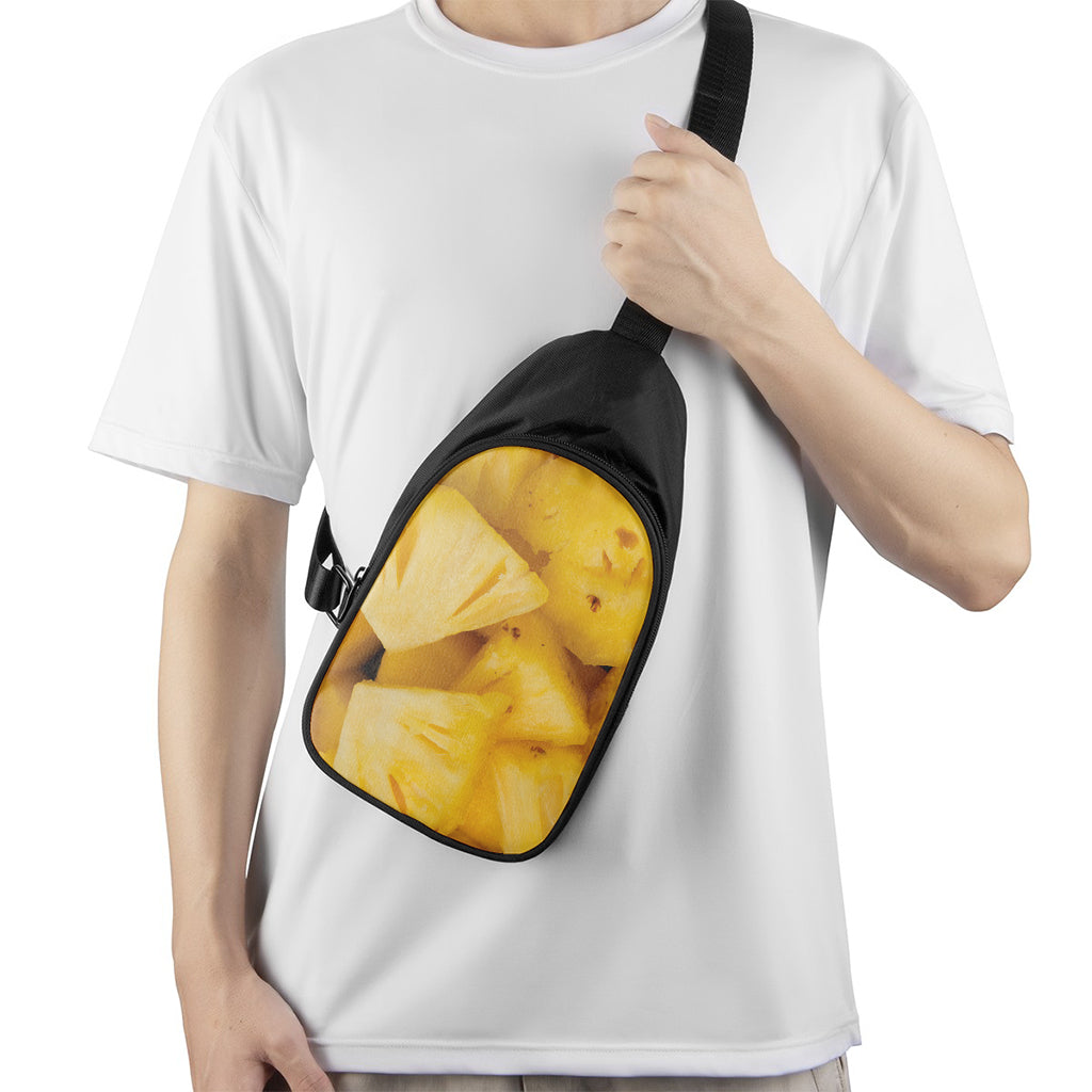 Yellow Pineapple Pieces Print Chest Bag