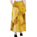 Yellow Pineapple Pieces Print Chiffon Maxi Skirt