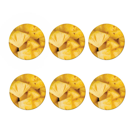 Yellow Pineapple Pieces Print Coaster Set