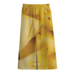 Yellow Pineapple Pieces Print Cotton Front Slit Maxi Skirt
