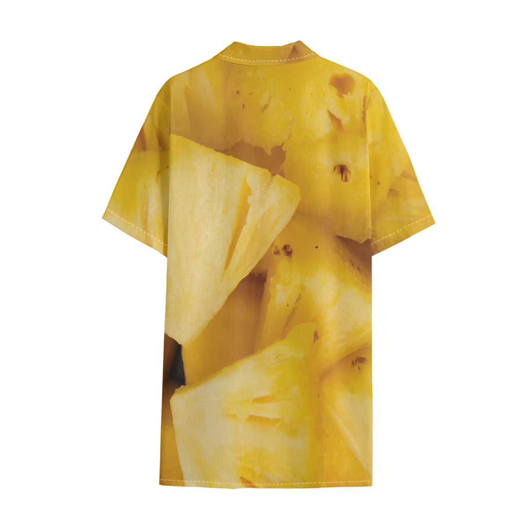 Yellow Pineapple Pieces Print Cotton Hawaiian Shirt