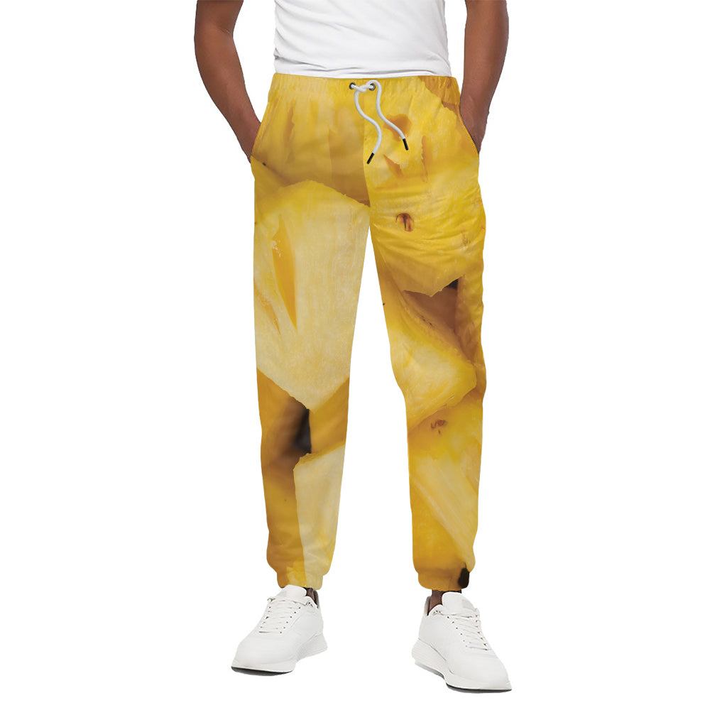 Yellow Pineapple Pieces Print Cotton Pants