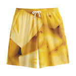 Yellow Pineapple Pieces Print Cotton Shorts