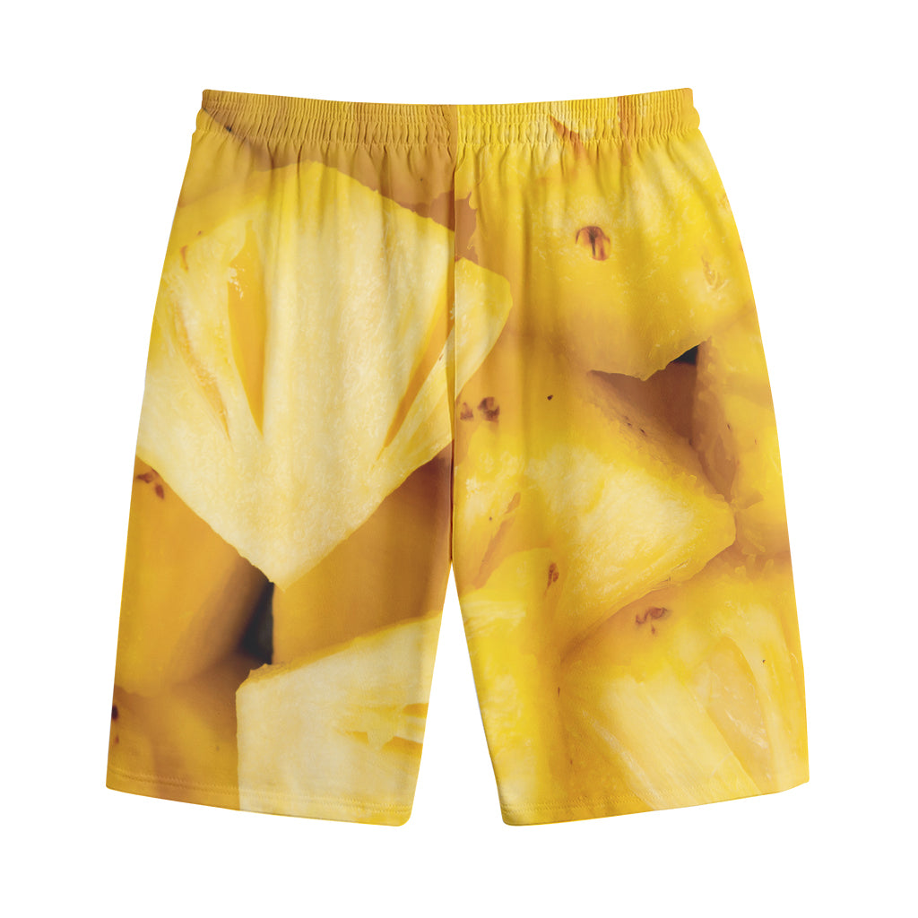 Yellow Pineapple Pieces Print Cotton Shorts