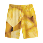 Yellow Pineapple Pieces Print Cotton Shorts