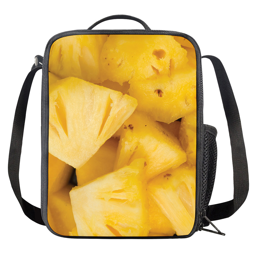 Yellow Pineapple Pieces Print Crossbody Lunch Bag