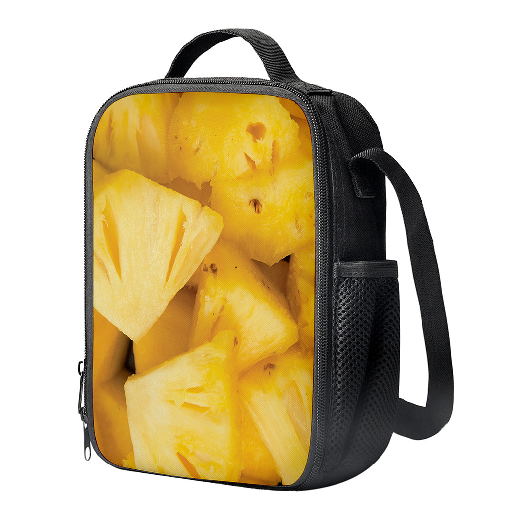 Yellow Pineapple Pieces Print Crossbody Lunch Bag