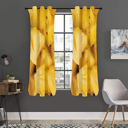 Yellow Pineapple Pieces Print Curtain