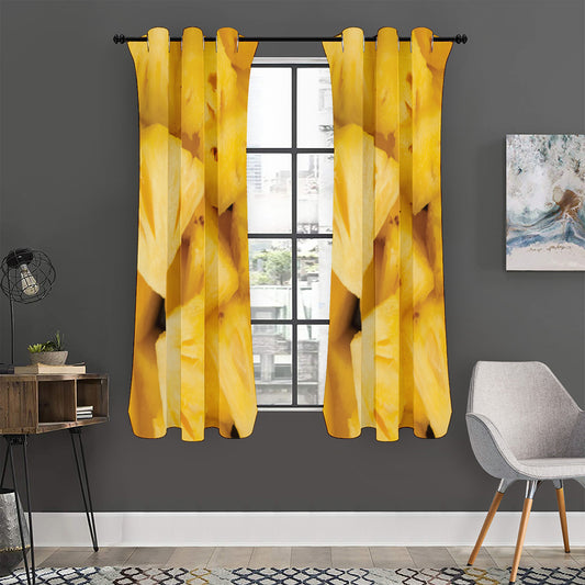 Yellow Pineapple Pieces Print Curtain