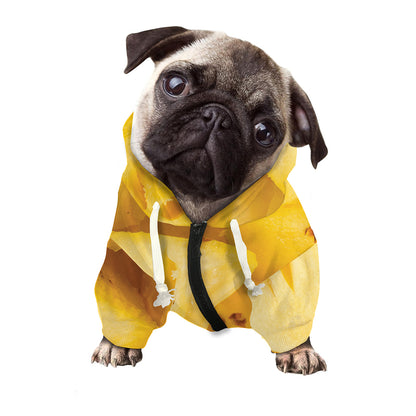 Yellow Pineapple Pieces Print Dog Zip Up Hoodie