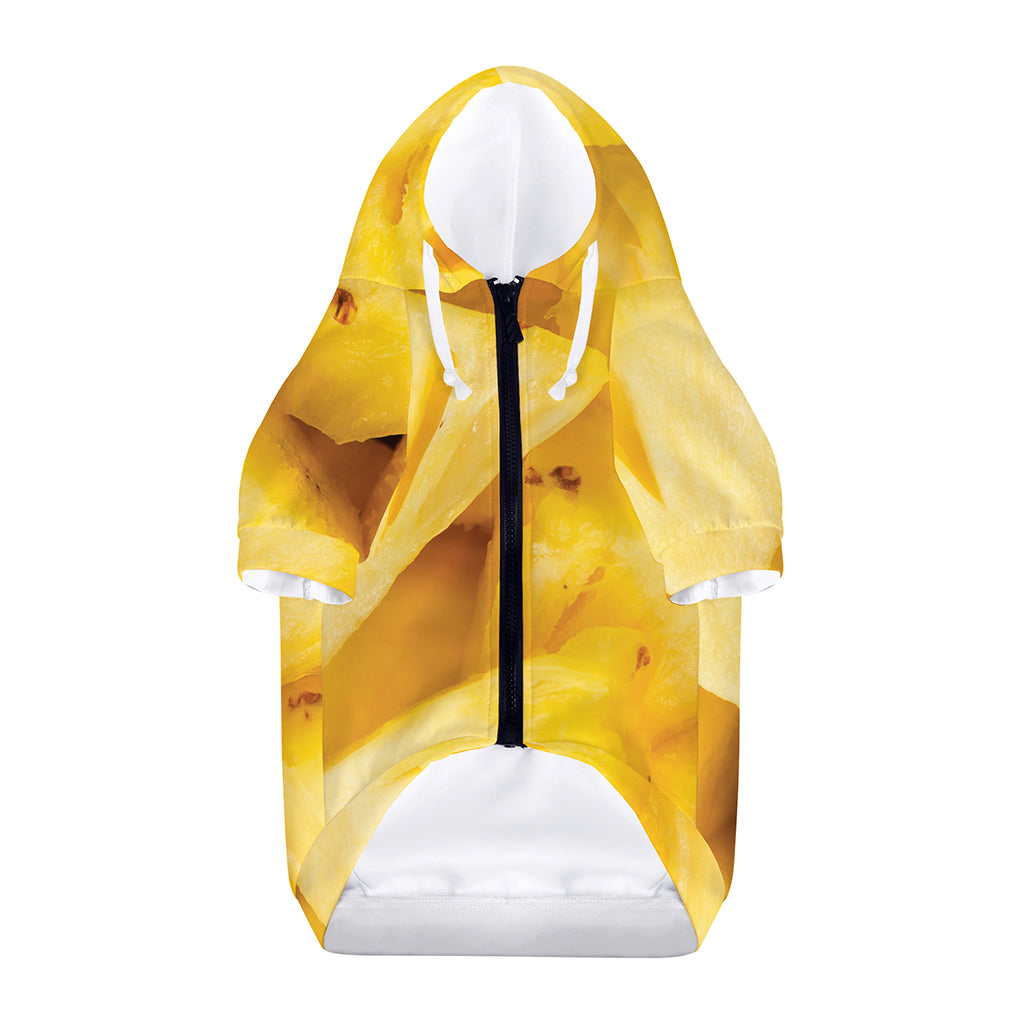 Yellow Pineapple Pieces Print Dog Zip Up Hoodie