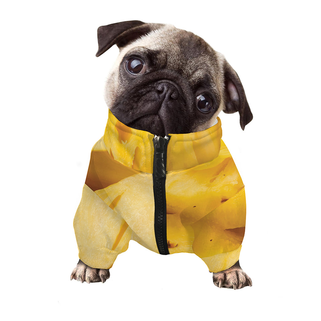 Yellow Pineapple Pieces Print Dog Zip Up Jacket