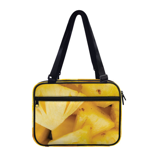 Yellow Pineapple Pieces Print Double Strap Bible Bag