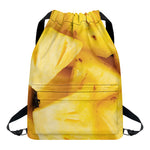 Yellow Pineapple Pieces Print Drawstring Backpack