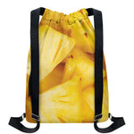 Yellow Pineapple Pieces Print Drawstring Backpack