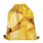 Yellow Pineapple Pieces Print Drawstring Bag