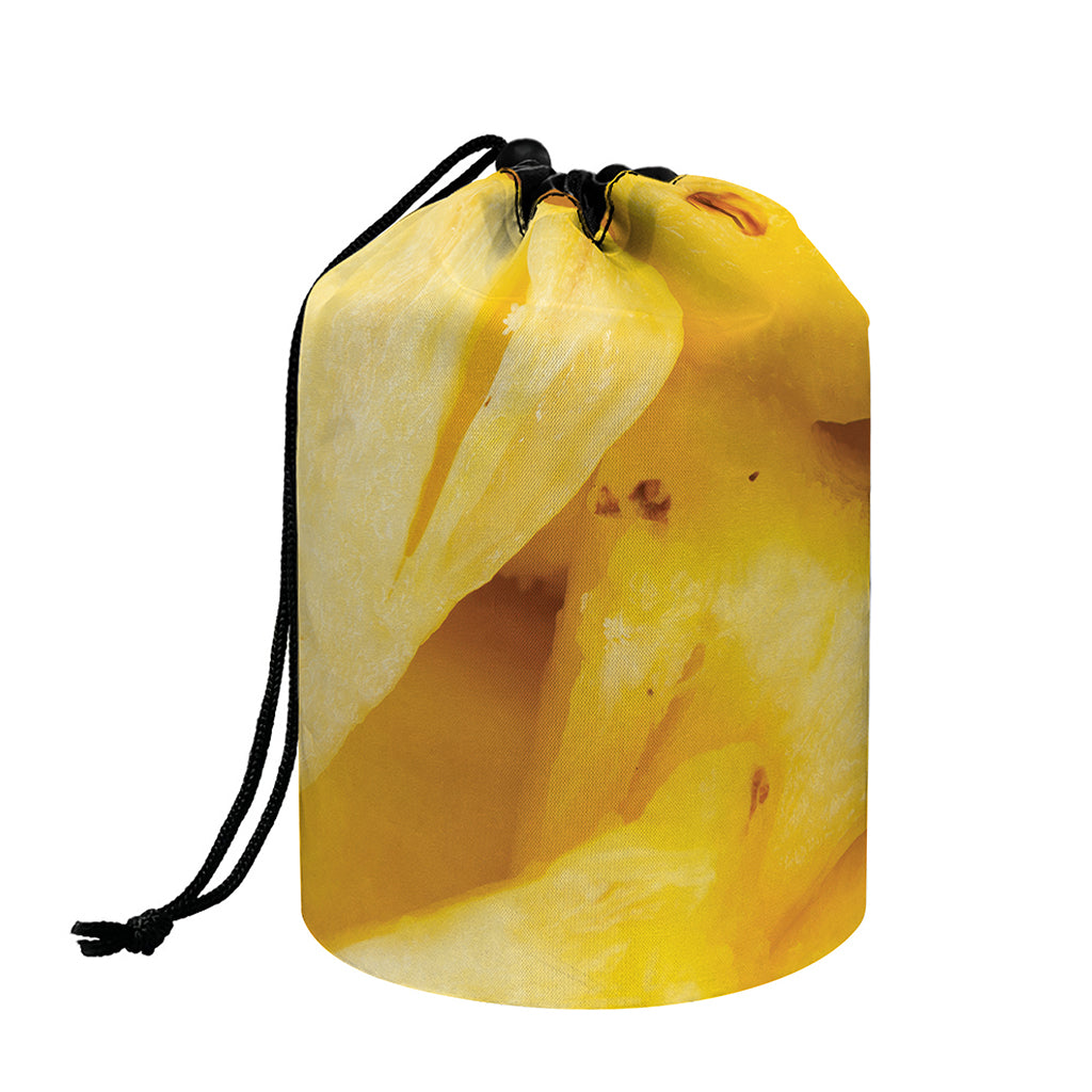 Yellow Pineapple Pieces Print Drawstring Makeup Bag