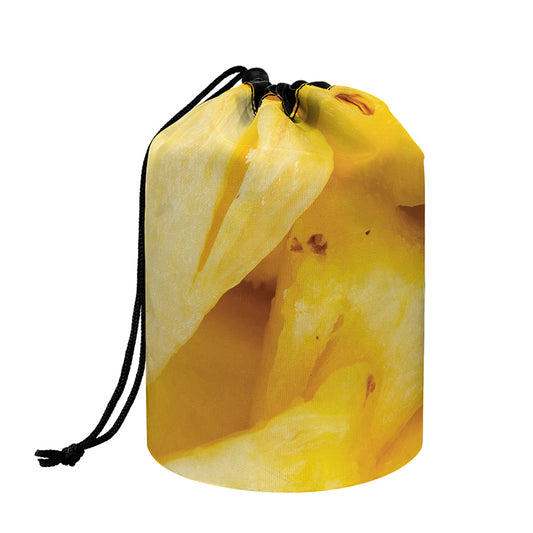 Yellow Pineapple Pieces Print Drawstring Makeup Bag