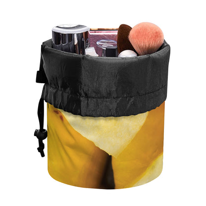 Yellow Pineapple Pieces Print Drawstring Makeup Bag
