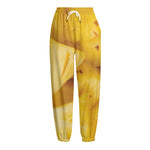 Yellow Pineapple Pieces Print Fleece Lined Knit Pants