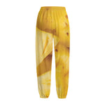Yellow Pineapple Pieces Print Fleece Lined Knit Pants