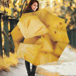 Yellow Pineapple Pieces Print Foldable Umbrella
