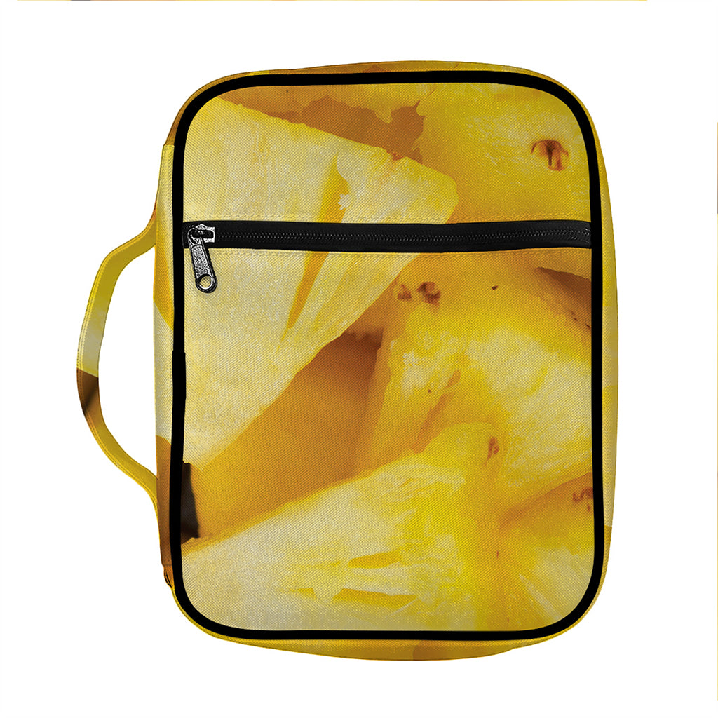 Yellow Pineapple Pieces Print Front Pocket Bible Bag