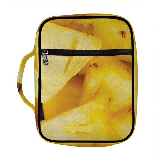 Yellow Pineapple Pieces Print Front Pocket Bible Bag