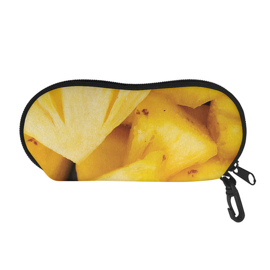 Yellow Pineapple Pieces Print Glasses Case
