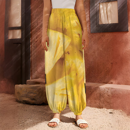 Yellow Pineapple Pieces Print Harem Pants