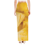 Yellow Pineapple Pieces Print High Slit Maxi Skirt
